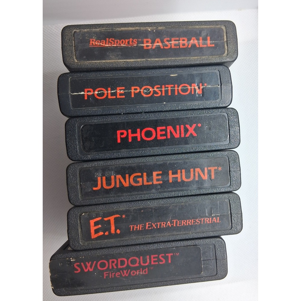 Lot of 6 Atari 2600 Games ET Phoenix Jungle Hunt Swordquest Pole Position Untest